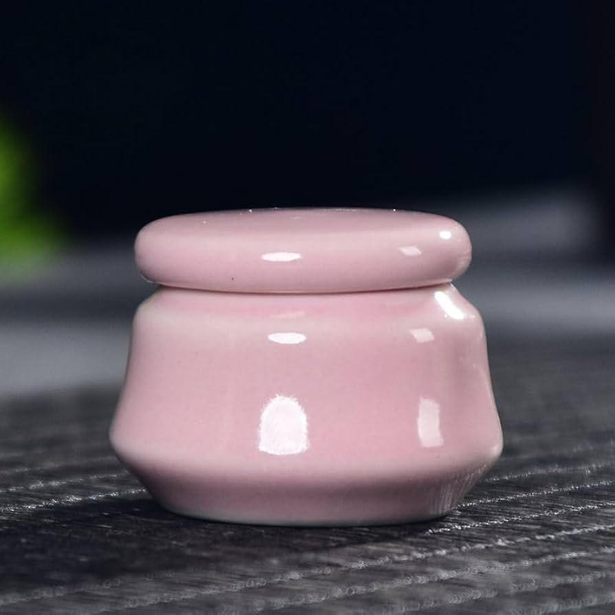 ピンクの陶器製おひつ 木製蓋付き ピンクの陶器製おひつ 木製蓋付き